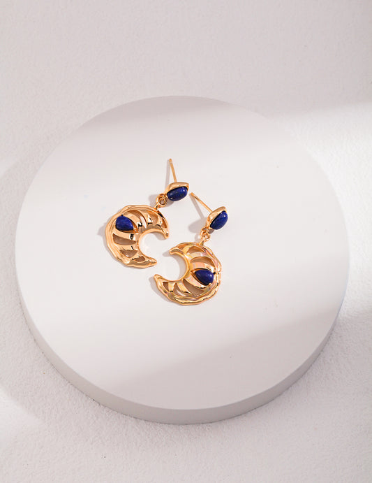 Crescent Moon Lapis Lazuli Earrings