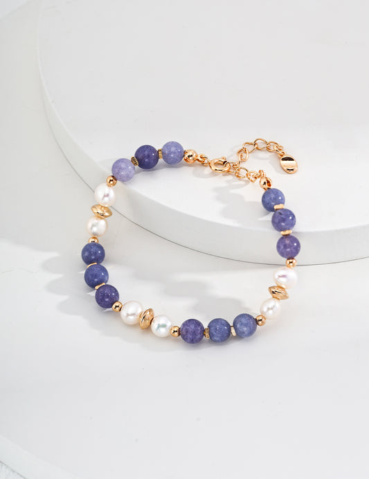 Minimalist Natural Pearl and Amethyst Bracelet