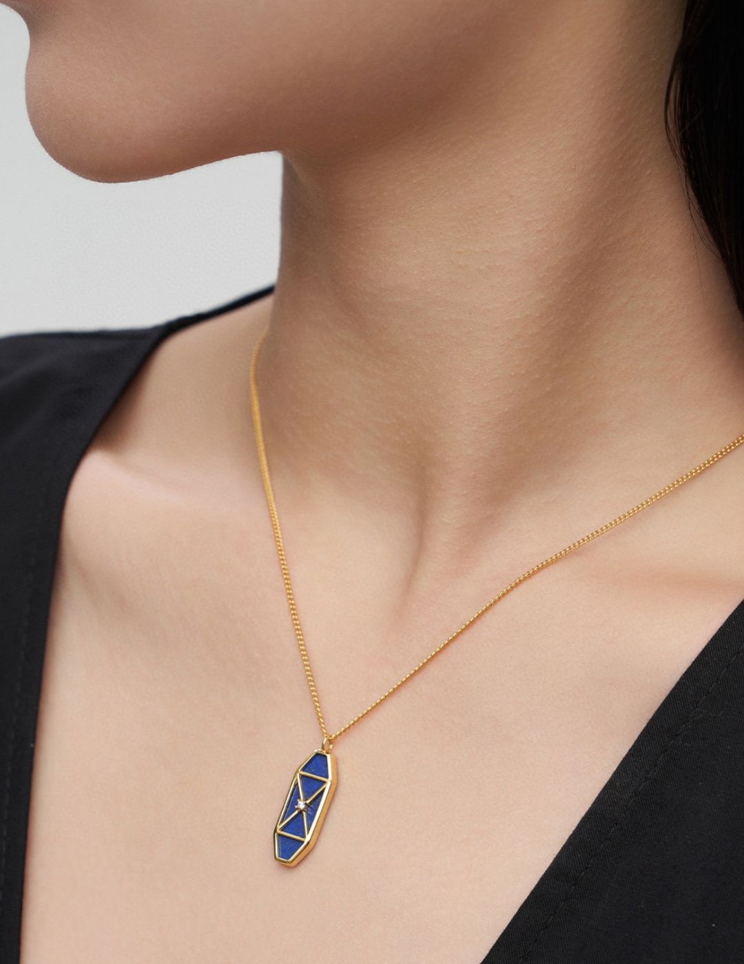 Hourglass Pendant Lapis Lazuli Necklace